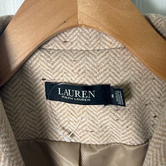 Lauren Ralph Lauren Reefer Wool Blend Coat Cream 8 - Picture 4 of 5